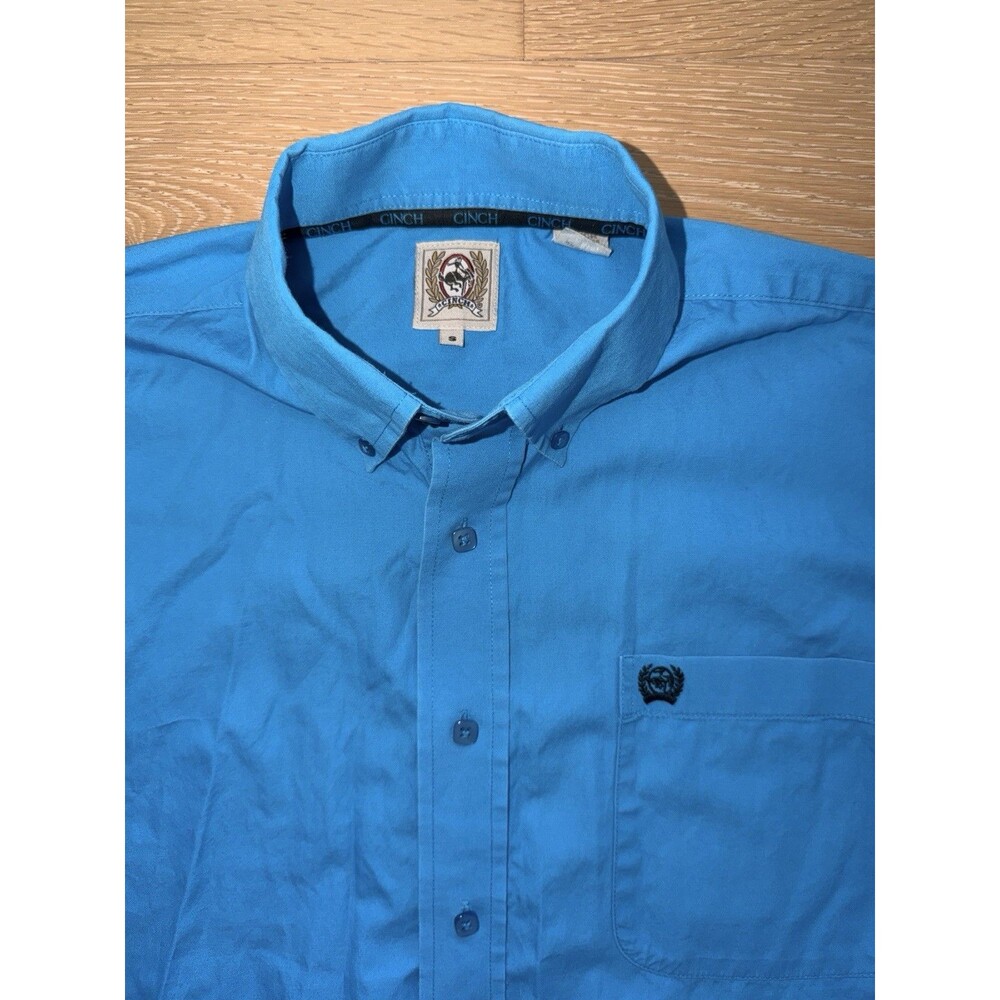 Cinch Cotton Shirt Short Sleeve Button-Up Men Small